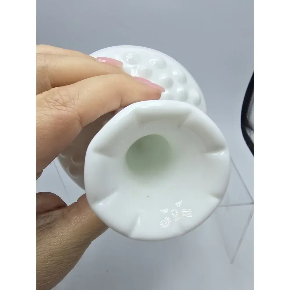 Vintage Fenton Hobnail White Milk Glass Single Candle Holder